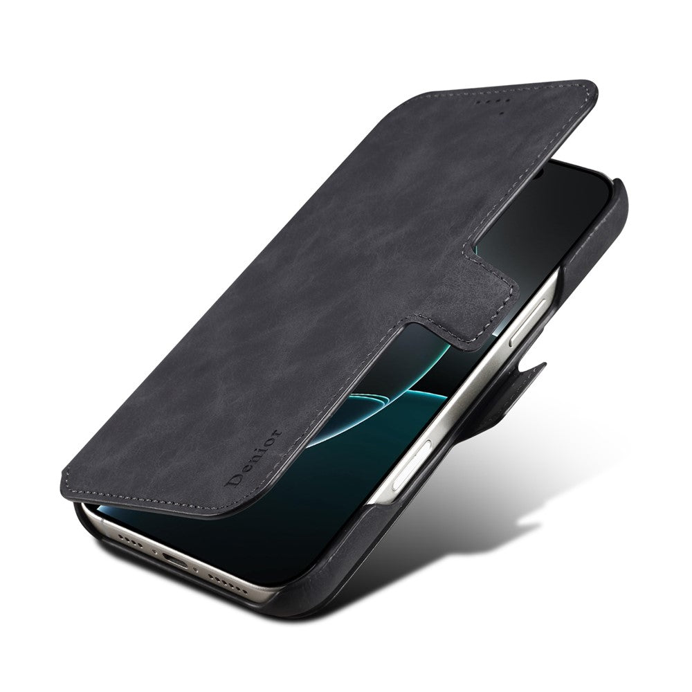 DENIOR B07 For iPhone 16 Pro Max Case Leather + PC Magnetic Detachable Wallet Phone Cover
