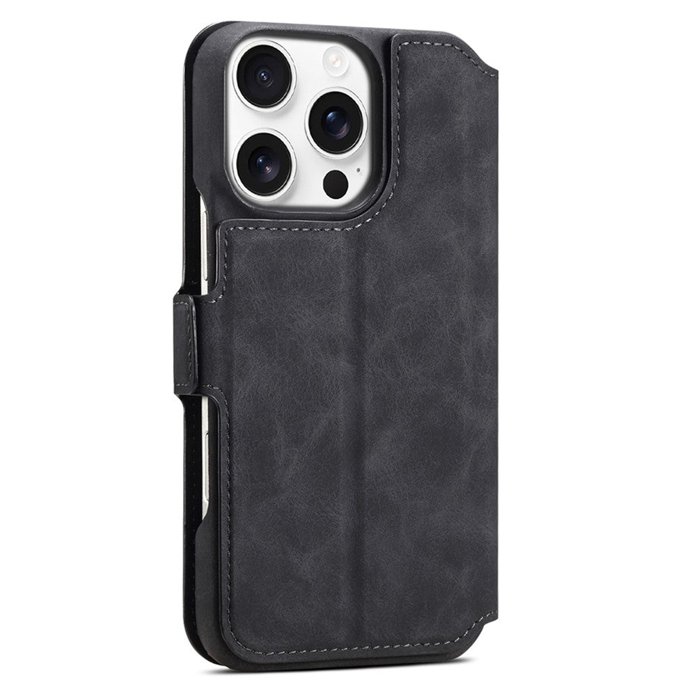 DENIOR B07 For iPhone 16 Pro Max Case Leather + PC Magnetic Detachable Wallet Phone Cover