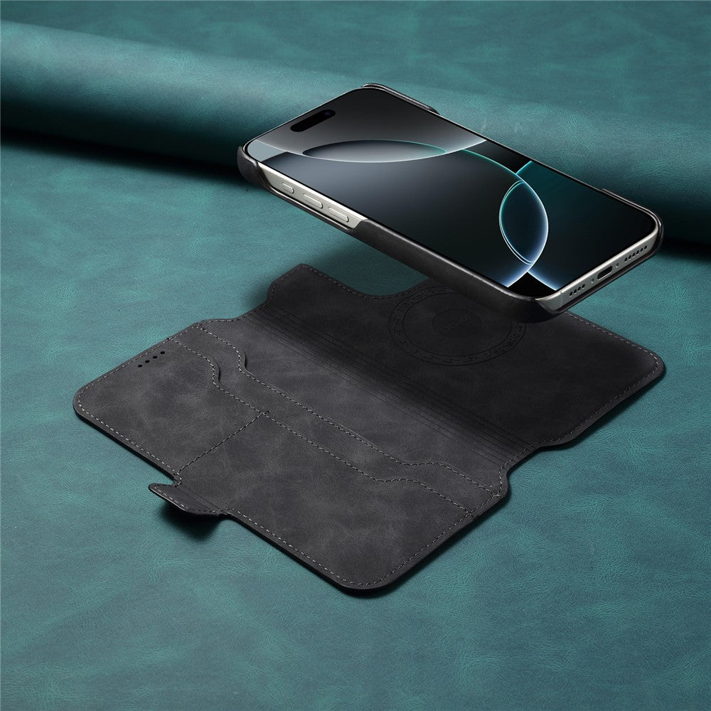 DENIOR B07 For iPhone 16 Pro Max Case Leather + PC Magnetic Detachable Wallet Phone Cover