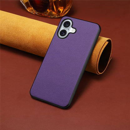 For iPhone 17 Case Calf Texture Leather + PC + TPU Phone Cover