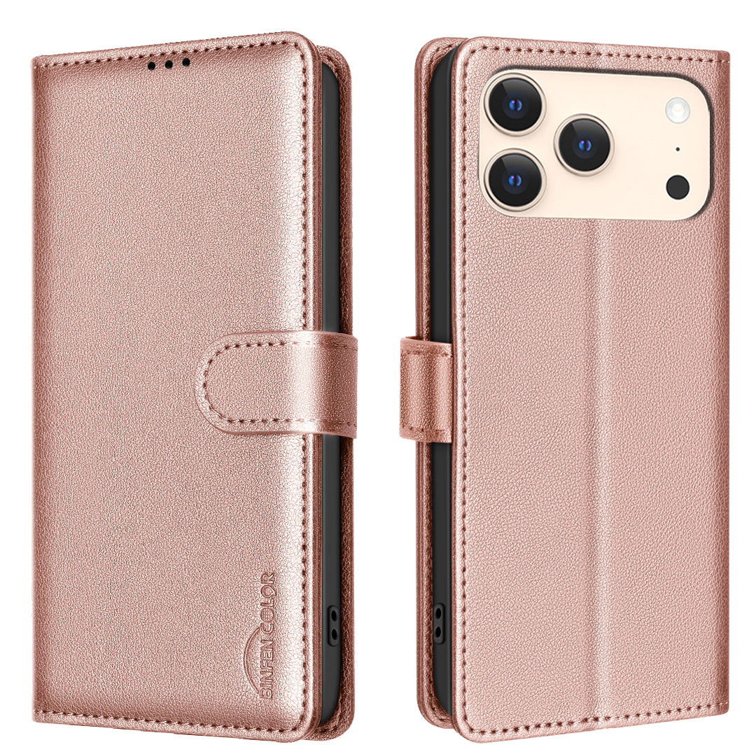 BINFEN COLOR For iPhone 17 Pro Max Leather Case  BF32 Wallet RFID Blocking Phone Cover