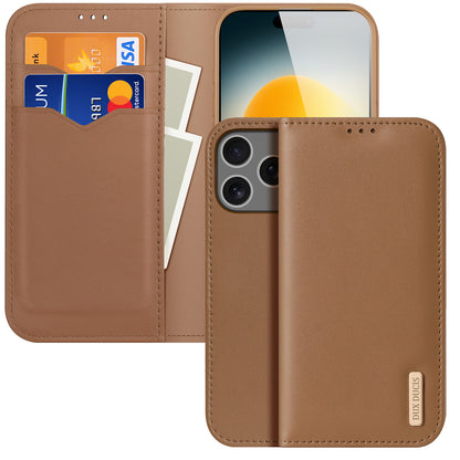 DUX DUCIS For iPhone 17 Pro Max Case  Hivo Series Cowhide Leather RFID Blocking Wallet Stand Flip Phone Cover