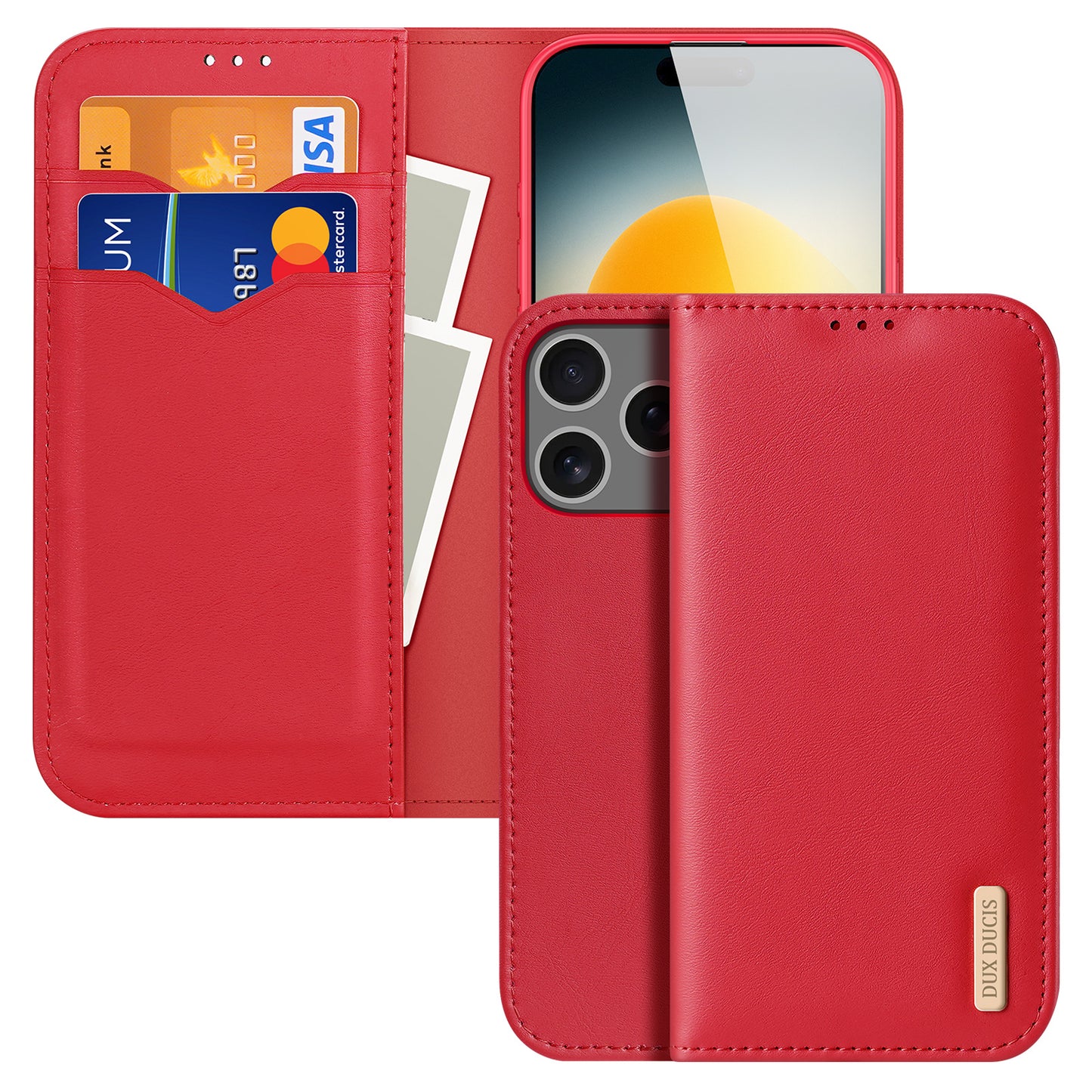 DUX DUCIS For iPhone 17 Pro Max Case  Hivo Series Cowhide Leather RFID Blocking Wallet Stand Flip Phone Cover