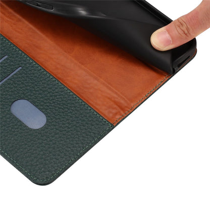 For iPhone 17e / 16e Case Wallet Stand Litchi Texture Genuine Cow Leather Flip Phone Cover
