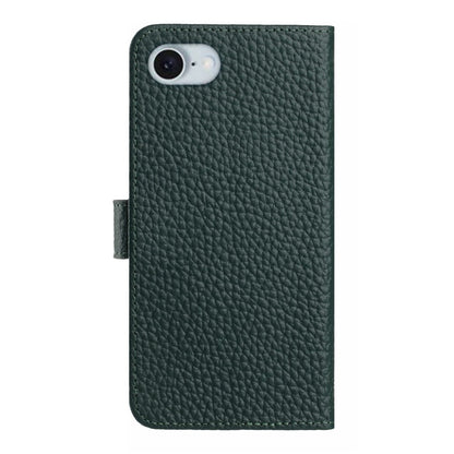 For iPhone 17e / 16e Case Wallet Stand Litchi Texture Genuine Cow Leather Flip Phone Cover