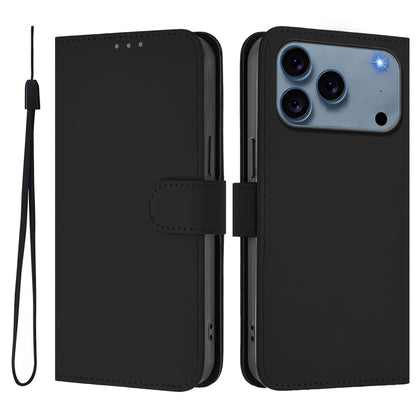 For iPhone 17 Pro Max Case Solid Color Wallet Leather Phone Cover with Strap