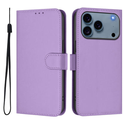 For iPhone 17 Pro Max Case Solid Color Wallet Leather Phone Cover with Strap