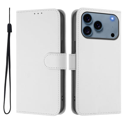 For iPhone 17 Pro Max Case Solid Color Wallet Leather Phone Cover with Strap
