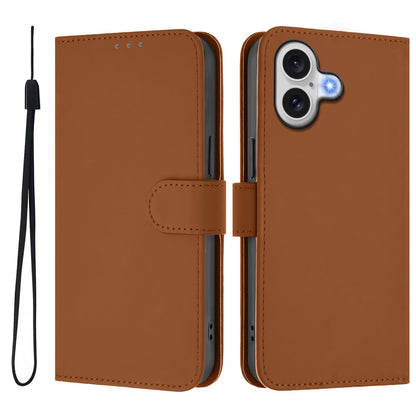 For iPhone 17 Case Solid Color Wallet Leather Phone Cover with Strap