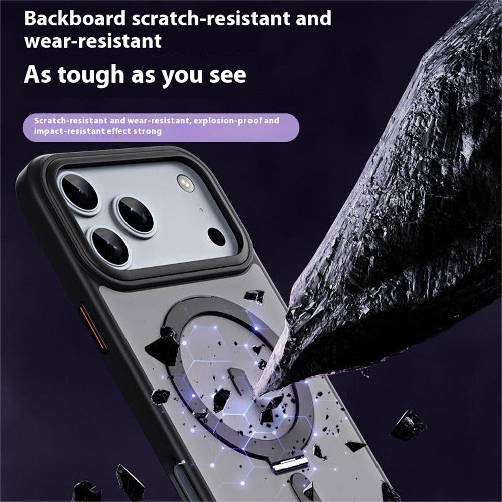 For iPhone 17 Pro Case TPU + Acrylic Hidden Magnetic Kickstand Phone Cover