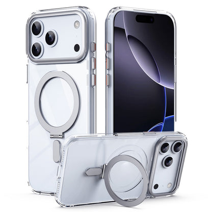 For iPhone 17 Pro Case TPU + Acrylic Hidden Magnetic Kickstand Phone Cover