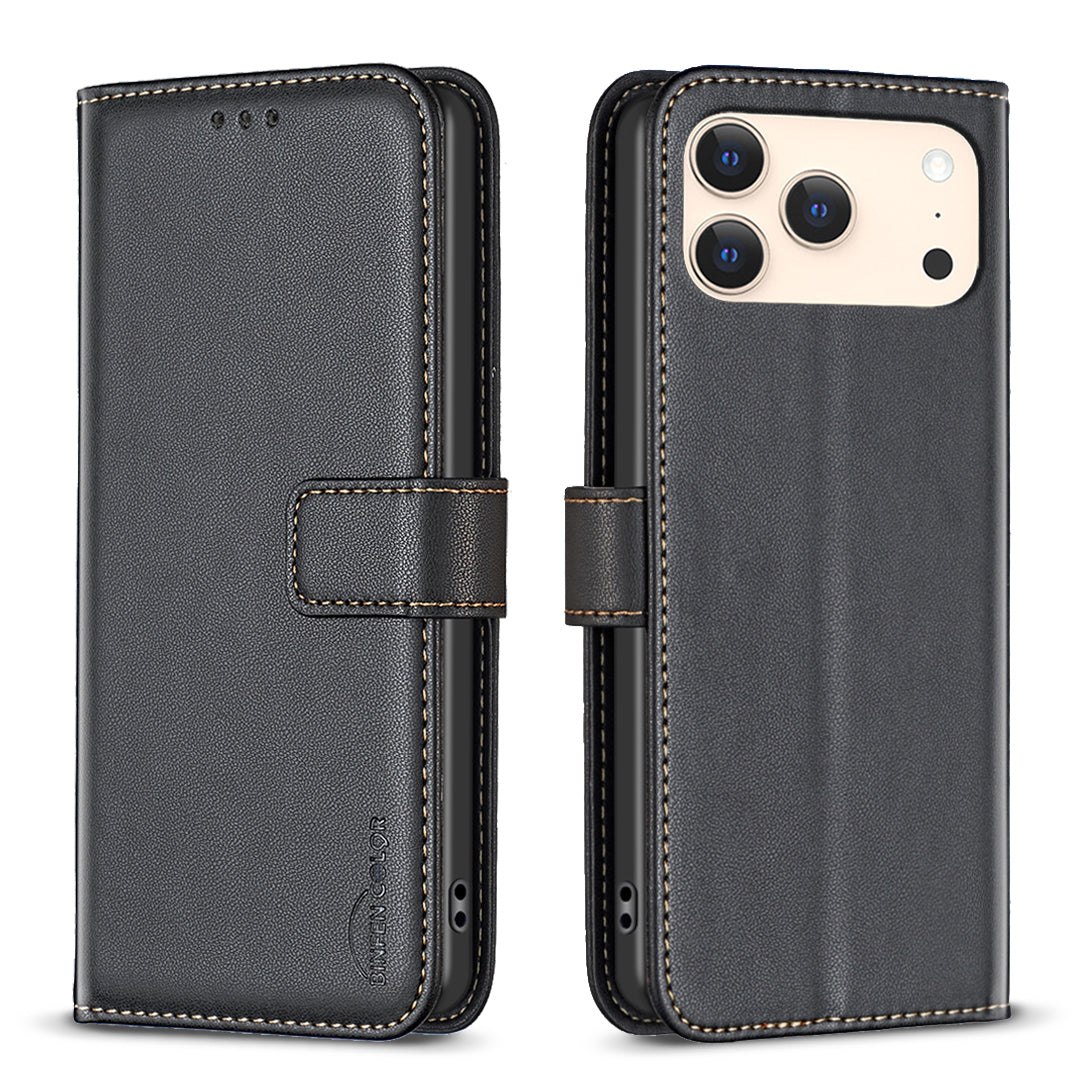 BINFEN COLOR For iPhone 17 Pro Phone Case  BF17 Wallet Folio Flip Leather Cover
