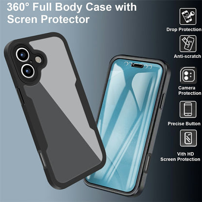 For iPhone 17 Case Acrylic + TPU Clear Phone Cover with PET Screen Film