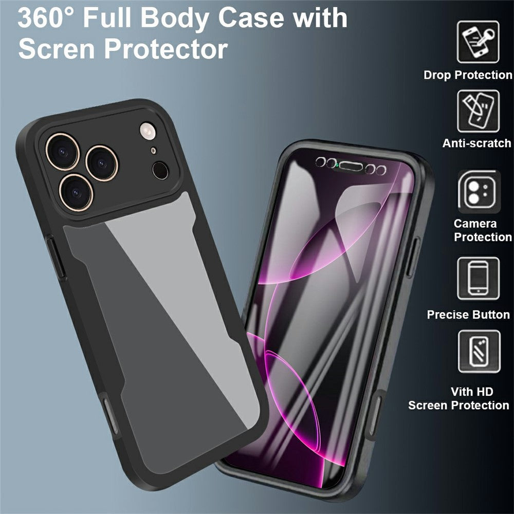 For iPhone 17 Pro Max Case Acrylic + TPU Clear Phone Cover with PET Screen Film