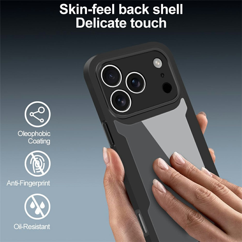 For iPhone 17 Pro Max Case Acrylic + TPU Clear Phone Cover with PET Screen Film