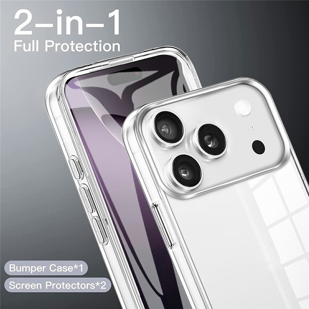 For iPhone 17 Pro Max Case TPU Frame Clear Acrylic Back Phone Cover with PET Film