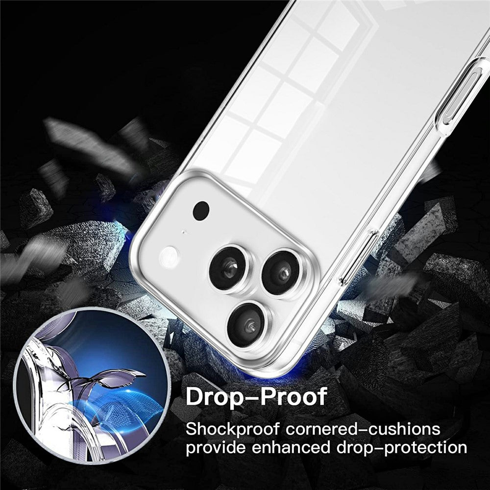 For iPhone 17 Pro Max Case TPU Frame Clear Acrylic Back Phone Cover with PET Film