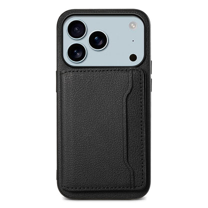 For iPhone 17 Pro Max Case with Card Slots Kickstand Calf Texture Leather Phone Back Cover
