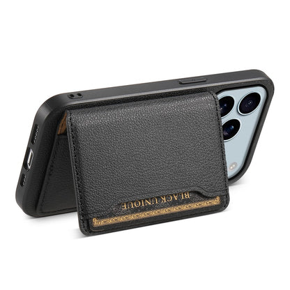 For iPhone 17 Pro Max Case with Card Slots Kickstand Calf Texture Leather Phone Back Cover