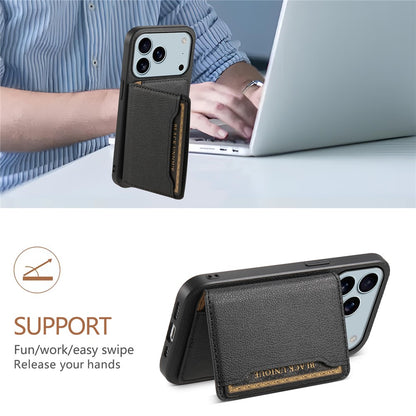 For iPhone 17 Pro Max Case with Card Slots Kickstand Calf Texture Leather Phone Back Cover