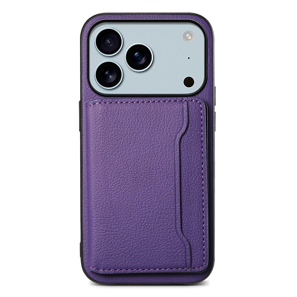 For iPhone 17 Pro Max Case with Card Slots Kickstand Calf Texture Leather Phone Back Cover