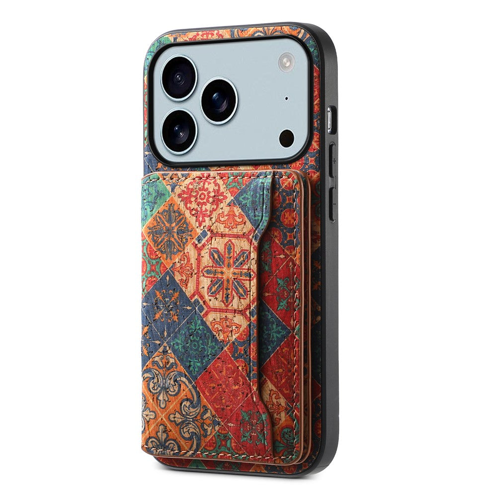 For iPhone 17 Pro Max Case Flower Print Leather + PC + TPU Cover with Card Holder Kickstand