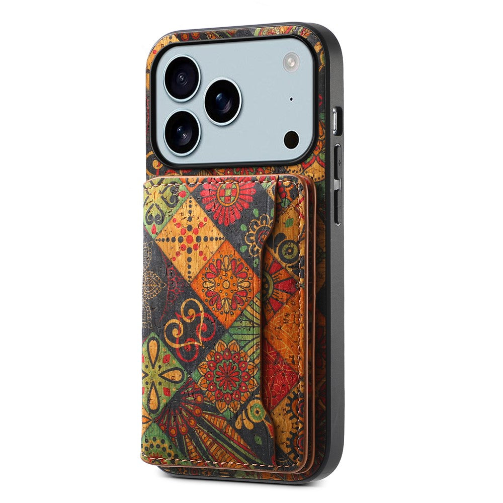 For iPhone 17 Pro Max Case Flower Print Leather + PC + TPU Cover with Card Holder Kickstand