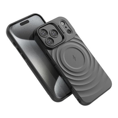 For iPhone 18 Pro / 17 Pro Case Compatible with MagSafe PC Kickstand Ripple Texture TPU Phone Cover