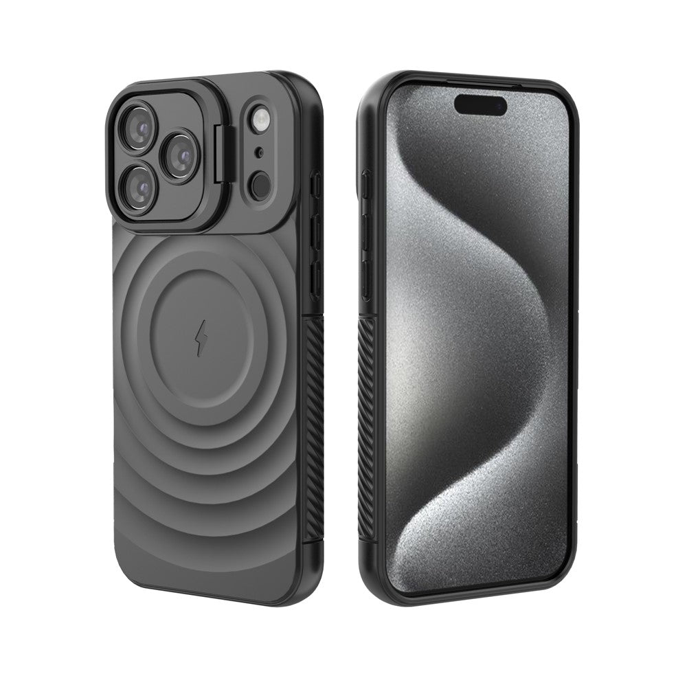 For iPhone 18 Pro / 17 Pro Case Compatible with MagSafe PC Kickstand Ripple Texture TPU Phone Cover