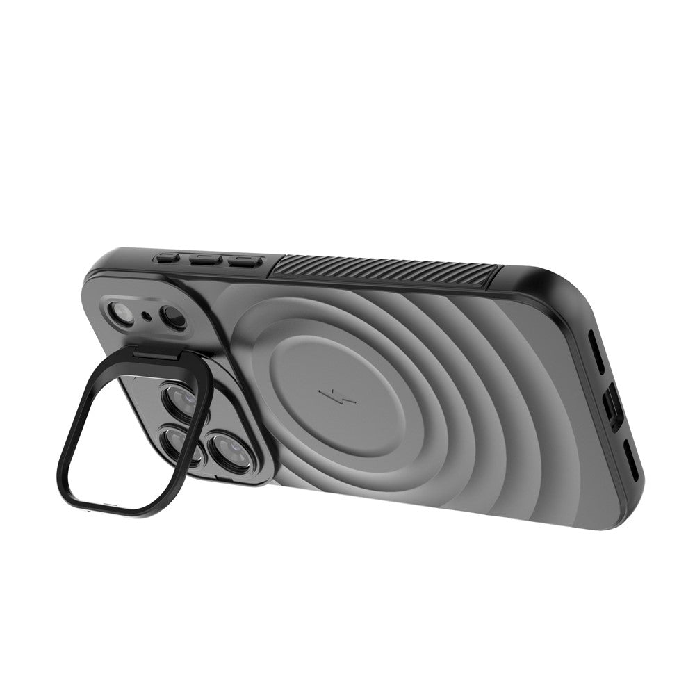 For iPhone 18 Pro / 17 Pro Case Compatible with MagSafe PC Kickstand Ripple Texture TPU Phone Cover
