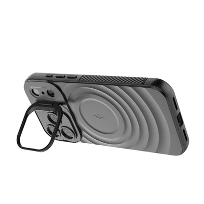For iPhone 18 Pro / 17 Pro Case Compatible with MagSafe PC Kickstand Ripple Texture TPU Phone Cover