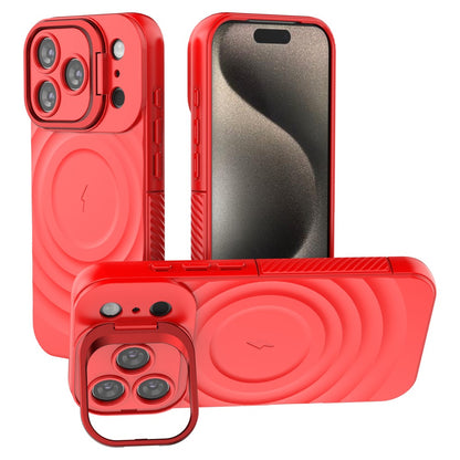 For iPhone 18 Pro / 17 Pro Case Compatible with MagSafe PC Kickstand Ripple Texture TPU Phone Cover