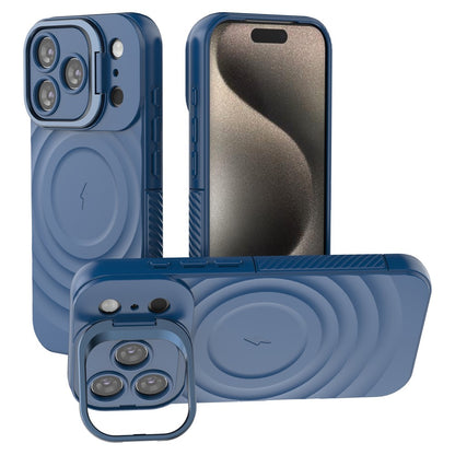 For iPhone 18 Pro / 17 Pro Case Compatible with MagSafe PC Kickstand Ripple Texture TPU Phone Cover