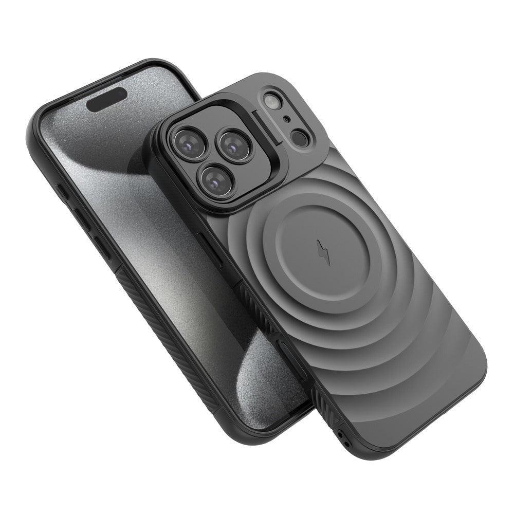 For iPhone 17 Pro Max Case Compatible with MagSafe PC Kickstand Ripple Texture TPU Phone Cover