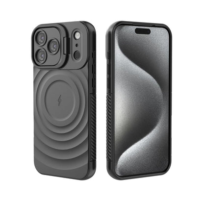 For iPhone 17 Pro Max Case Compatible with MagSafe PC Kickstand Ripple Texture TPU Phone Cover
