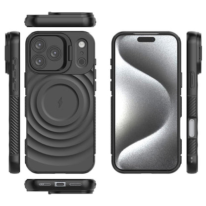 For iPhone 17 Pro Max Case Compatible with MagSafe PC Kickstand Ripple Texture TPU Phone Cover