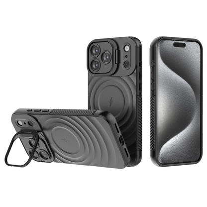 For iPhone 17 Pro Max Case Compatible with MagSafe PC Kickstand Ripple Texture TPU Phone Cover