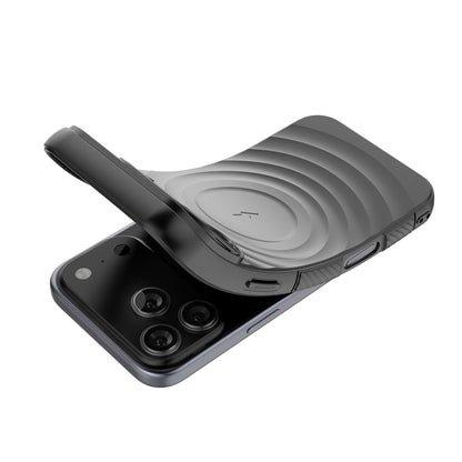 For iPhone 17 Pro Max Case Compatible with MagSafe PC Kickstand Ripple Texture TPU Phone Cover