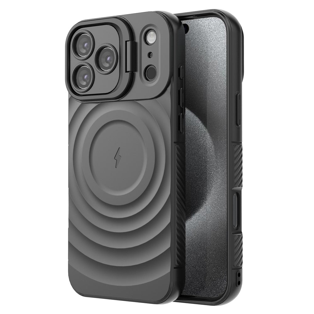 For iPhone 17 Pro Max Case Compatible with MagSafe PC Kickstand Ripple Texture TPU Phone Cover