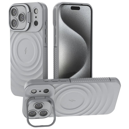 For iPhone 17 Pro Max Case Compatible with MagSafe PC Kickstand Ripple Texture TPU Phone Cover