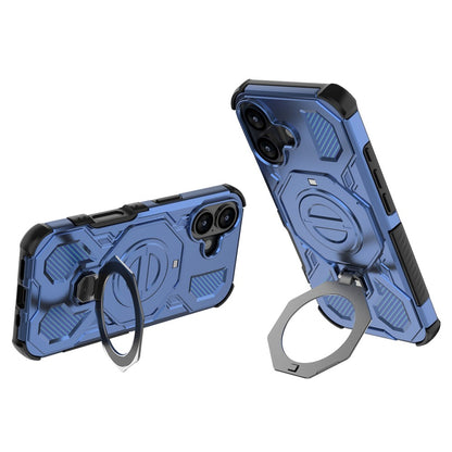 For iPhone 17 Magnetic Case Rotating Metal Kickstand Shockproof PC + TPU Phone Back Cover
