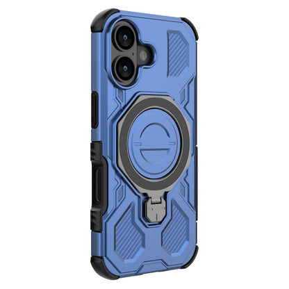 For iPhone 17 Magnetic Case Rotating Metal Kickstand Shockproof PC + TPU Phone Back Cover