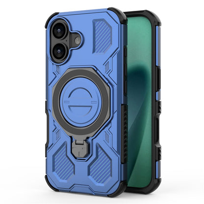 For iPhone 17 Magnetic Case Rotating Metal Kickstand Shockproof PC + TPU Phone Back Cover