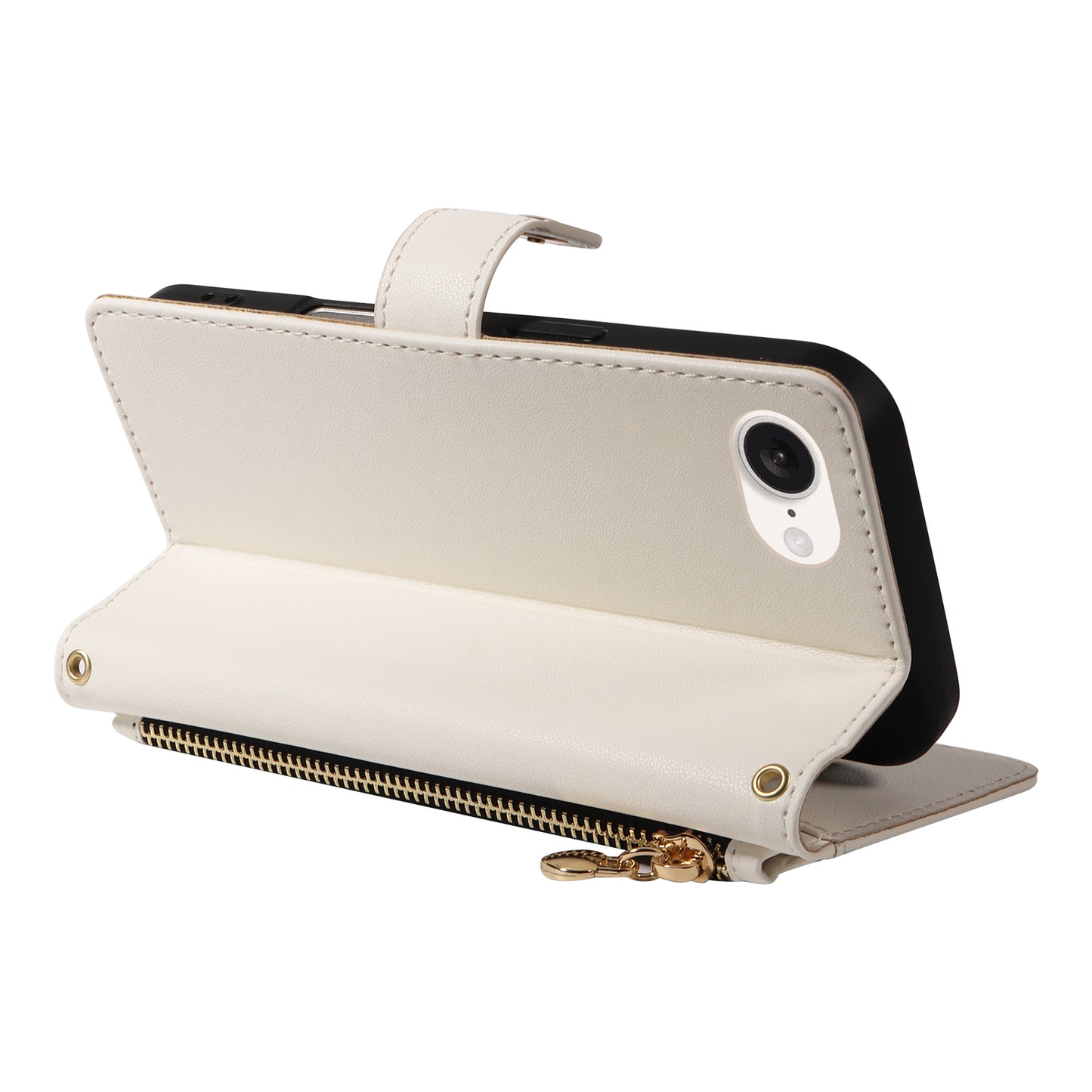 For iPhone 17e / 16e Wallet Case with Straps, Rhombus Leather Stand Phone Cover
