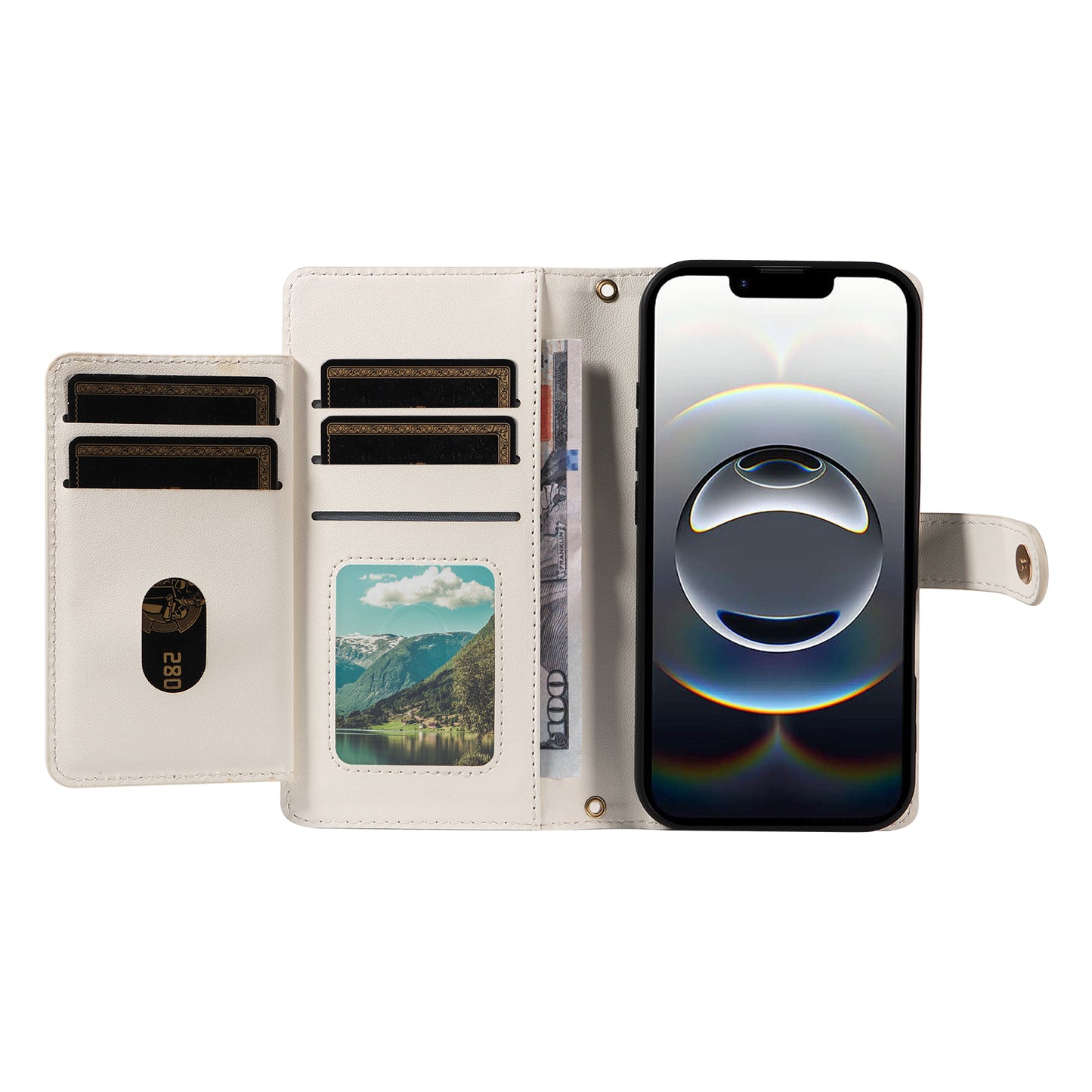 For iPhone 17e / 16e Wallet Case with Straps, Rhombus Leather Stand Phone Cover