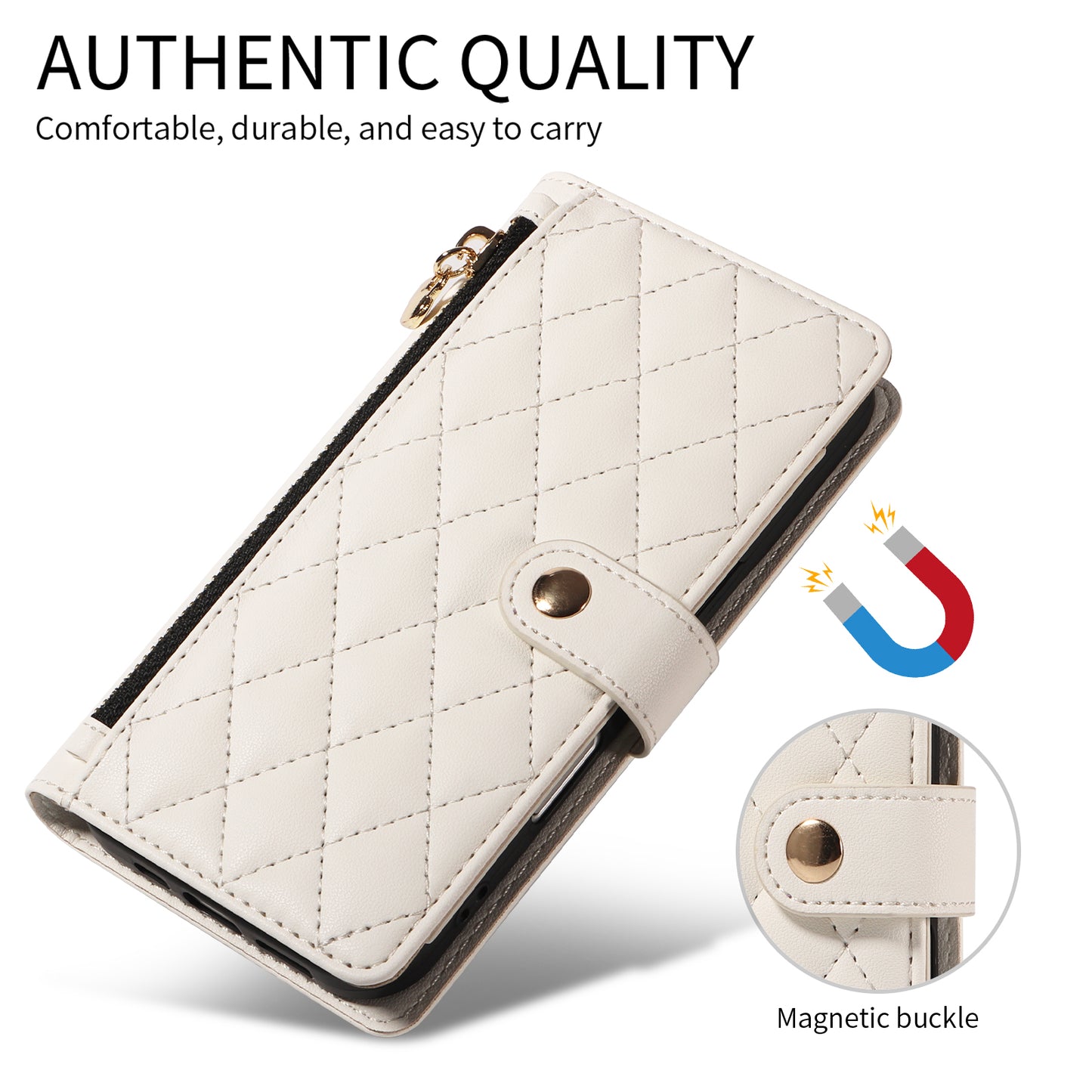 For iPhone 17e / 16e Wallet Case with Straps, Rhombus Leather Stand Phone Cover