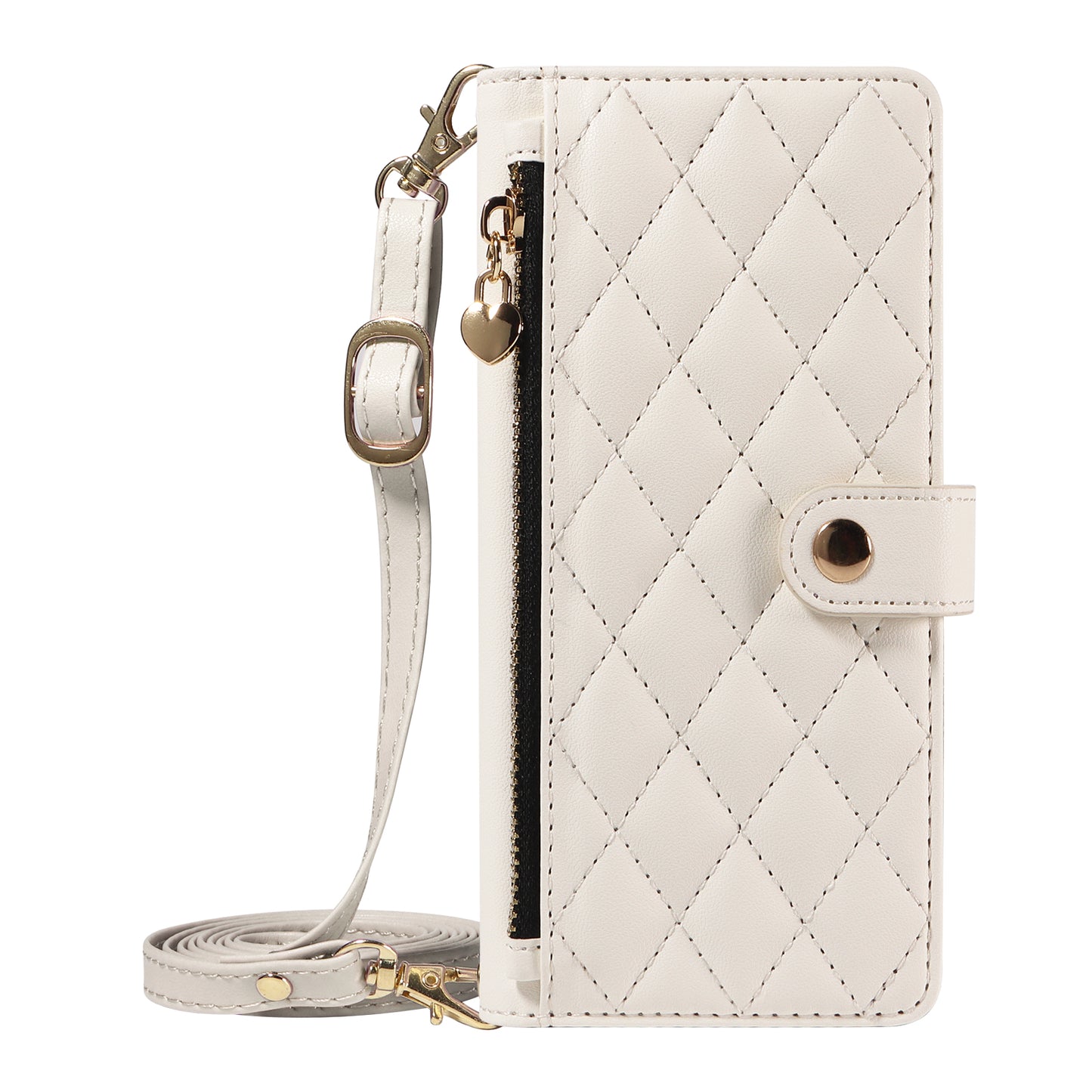 For iPhone 17e / 16e Wallet Case with Straps, Rhombus Leather Stand Phone Cover