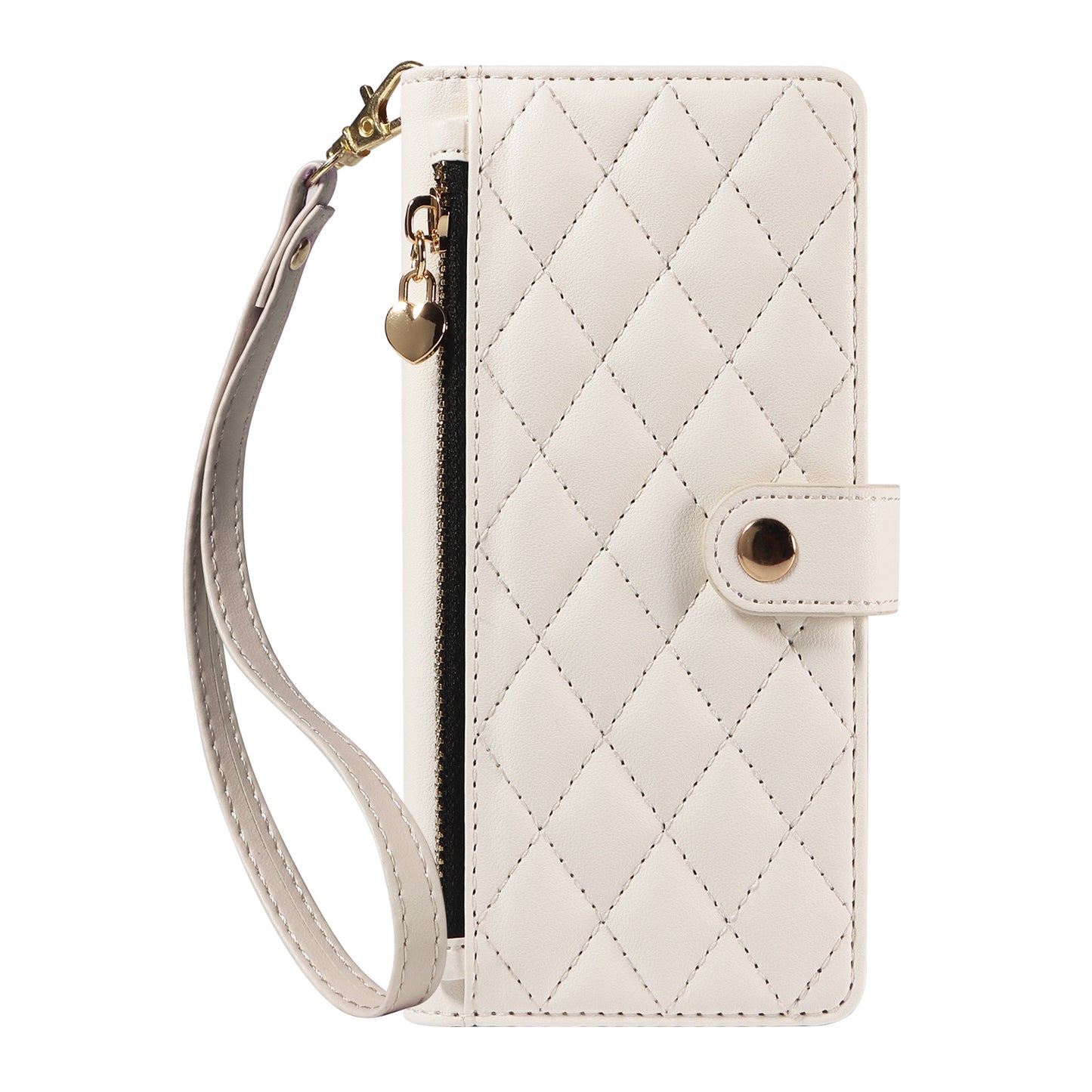 For iPhone 17e / 16e Wallet Case with Straps, Rhombus Leather Stand Phone Cover