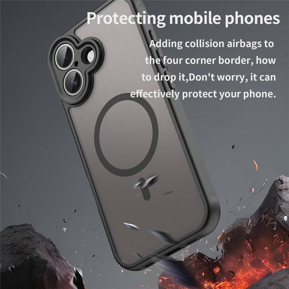 WANLONFENG FD Series For iPhone 17 Magnetic Case with Screen Film, Skin Touch TPU + PC Phone Back Cover