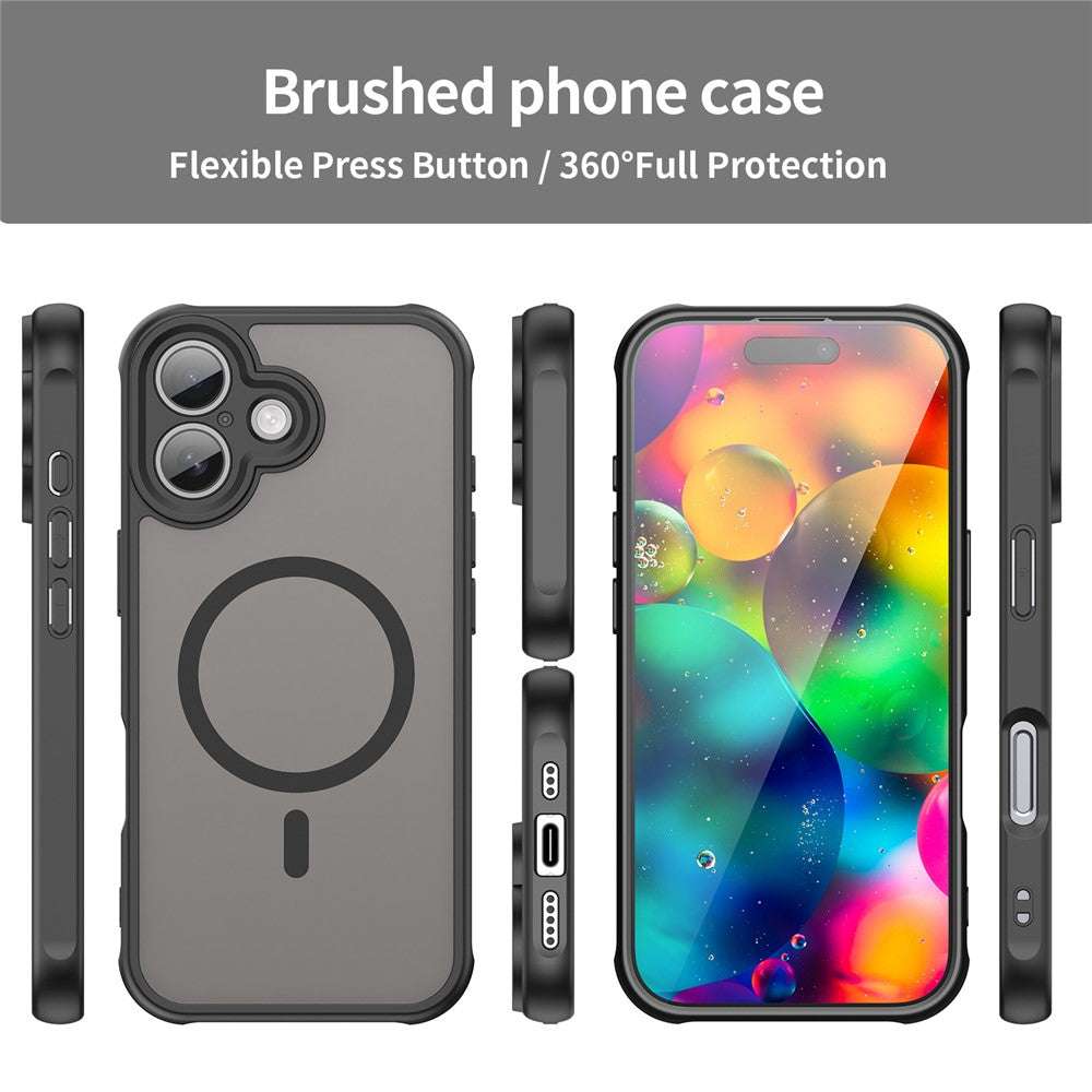 WANLONFENG FD Series For iPhone 17 Magnetic Case with Screen Film, Skin Touch TPU + PC Phone Back Cover